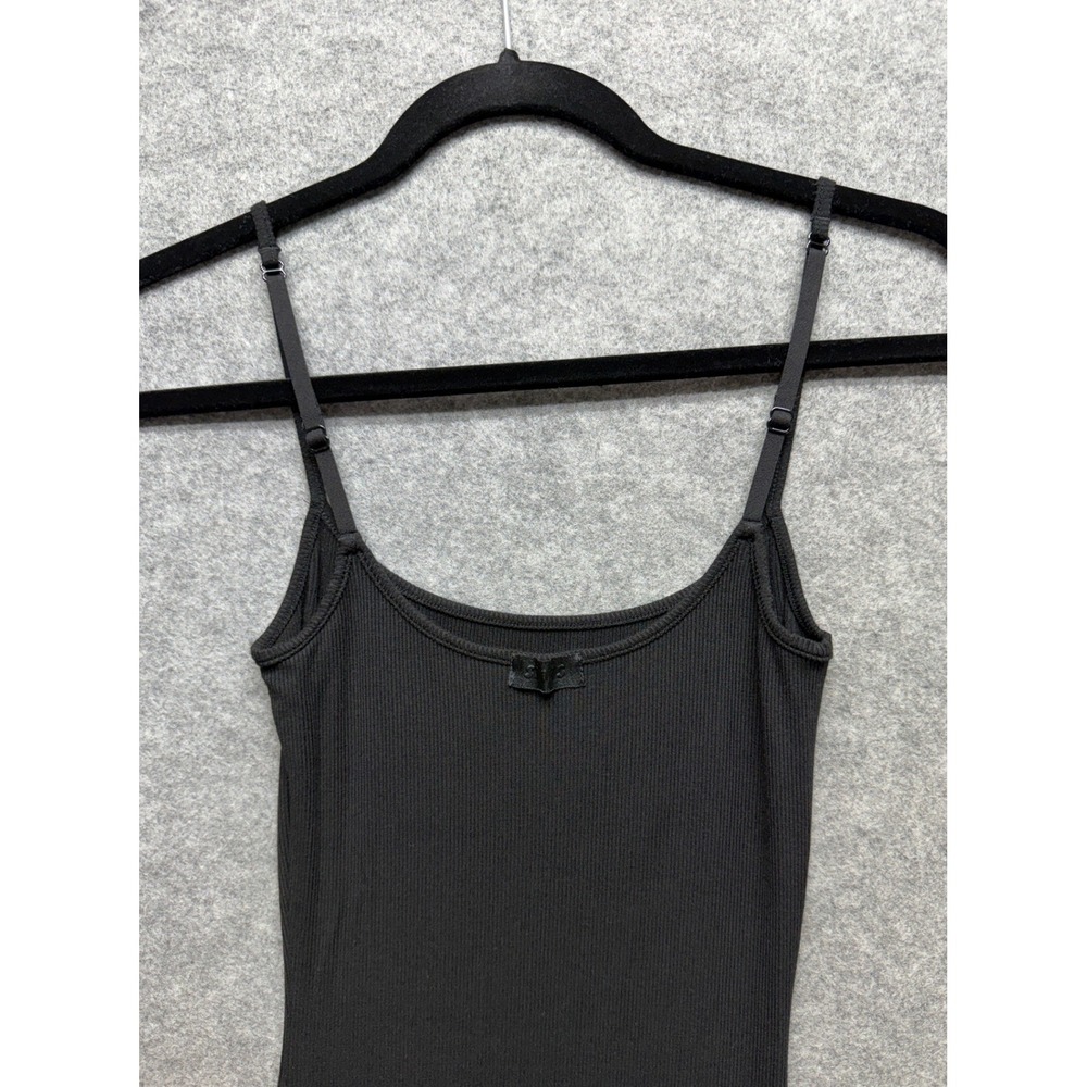 SKIMS Soft Lounge Long Slip Dress Black Ribbed Maxi Gown Small Spaghetti Strap - Picture 2 of 9